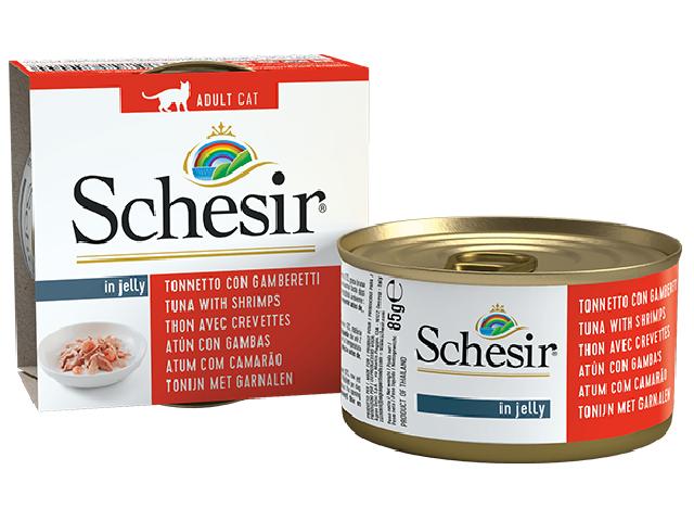 Schesir Cat Tuna Prawns, консерва для кішок, з тунцем і креветками, 85 г.