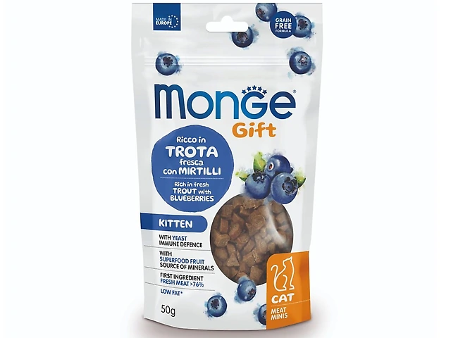 MONGEGIFTC  MEATMIN KITTEN форель з чорницею ласощi для котів