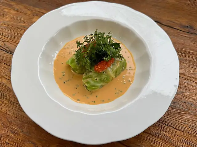 Голубці з аргентинською креветкою та біском