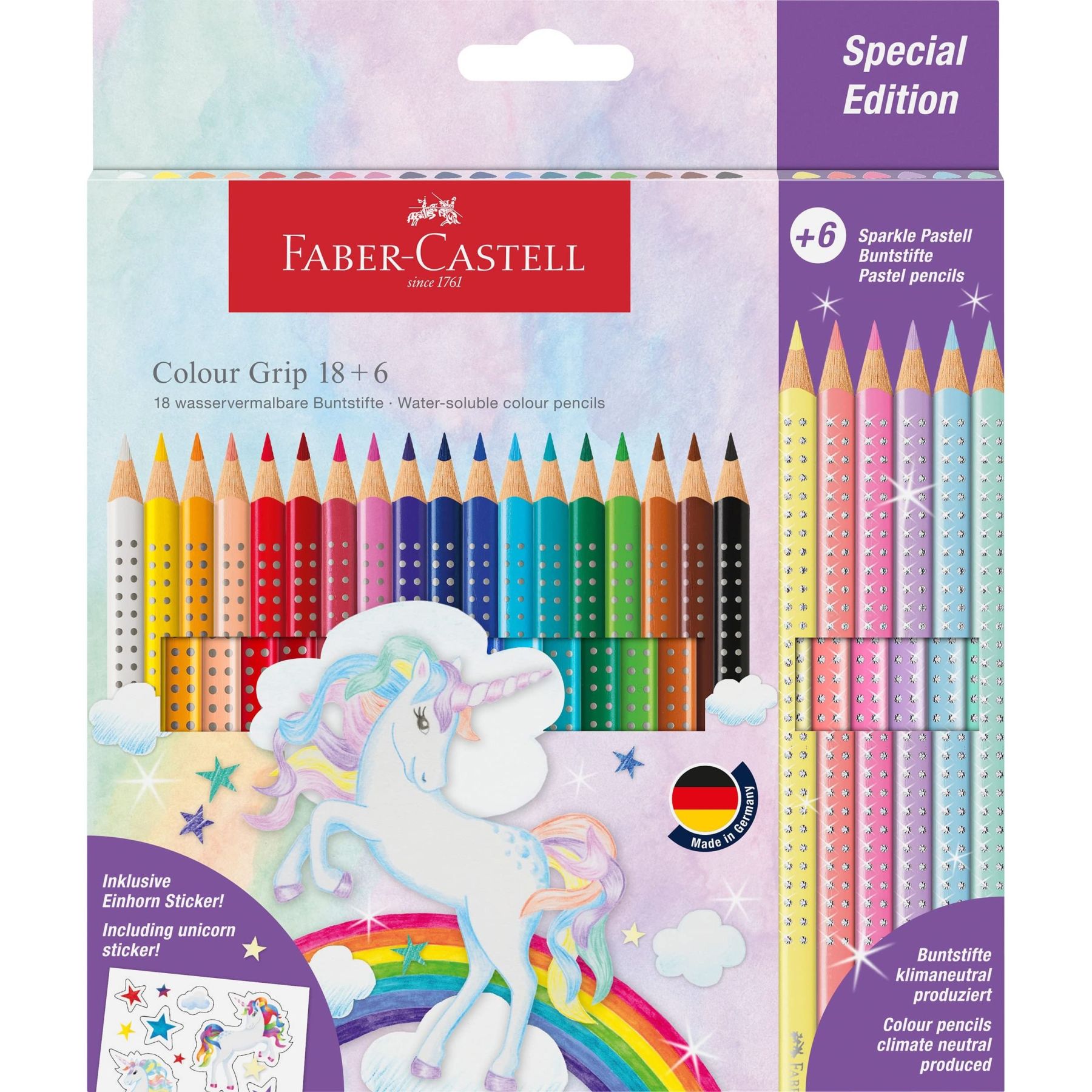 201543 КОЛЬОРОВІ ОЛІВЦІ 18КОЛ.+6КОЛ. PASTEL "UNICORN" КАРТОН.УПАК.