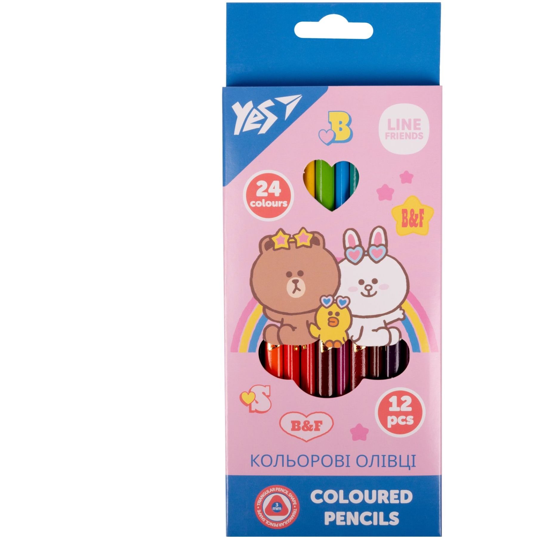 Олівці кольорові YES 12/24 кол. "Line Friends"