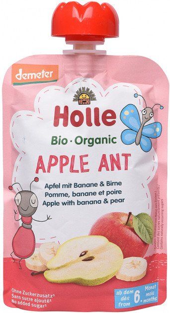Пюре органічне "Apple Ant" з яблуком, бананом і грушею з 6 місяців 100 г, Holle