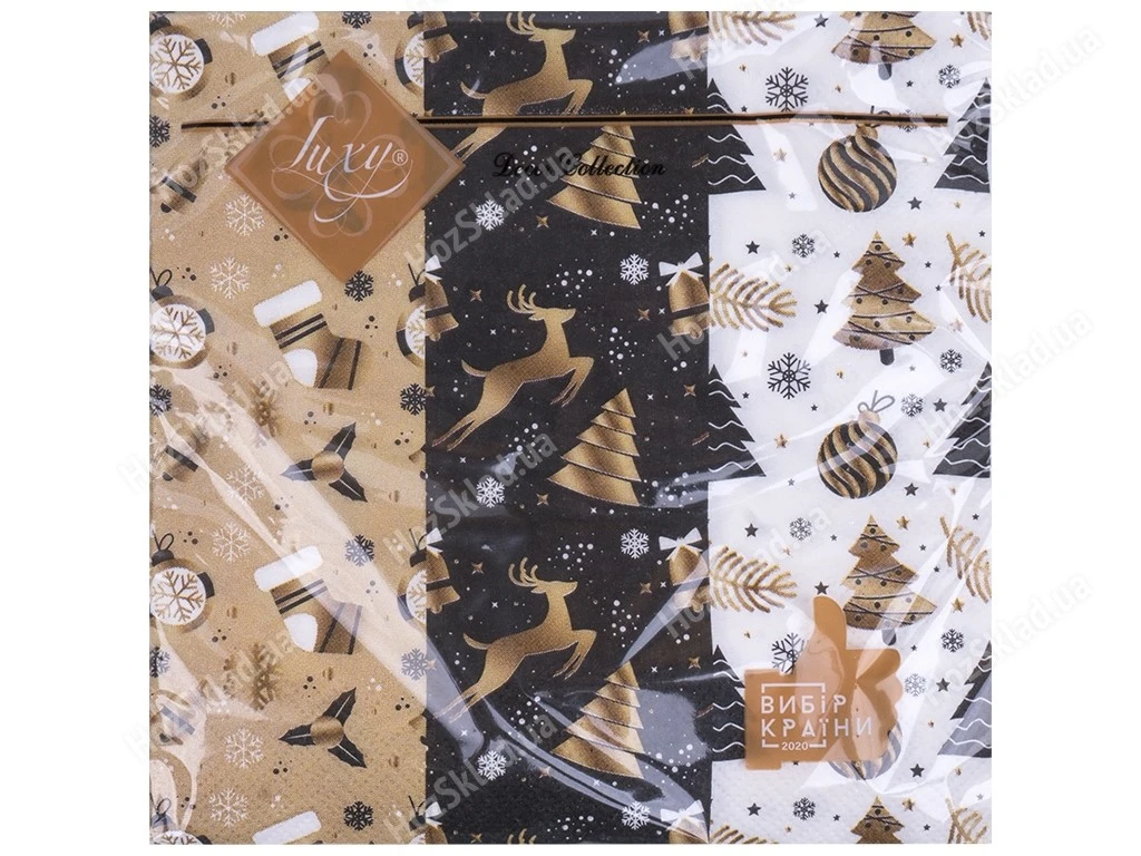 Серветка столова 33*33 см, 3 шари,  Luxy, 18шт