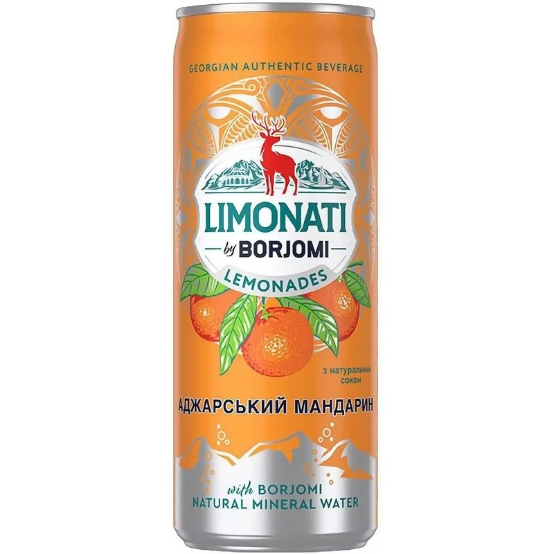 Напій газований Аджарський мандарин Limonati ж/б Borjomi, 330 мл