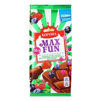 Шоколад молочний Максфан Фруктово-ягідний Корона, 150 г