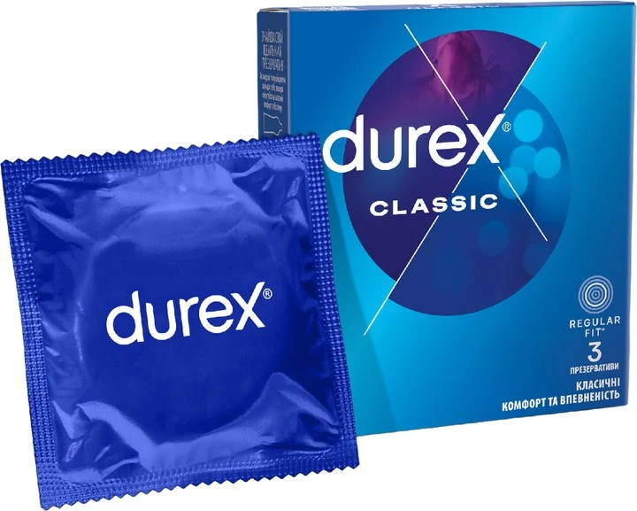 Презервативи латексні з силіконовим змазкою Classic Durex, 3 шт/уп.