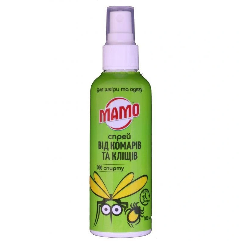 Спрей від комарів та кліщів безспиртовий Мамо, 100 мл