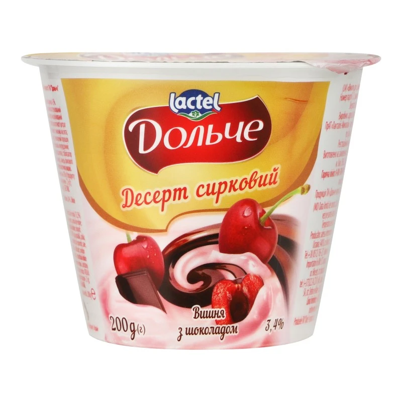 Десерт 3.4% Вишня-шоколад Дольче, 200 г
