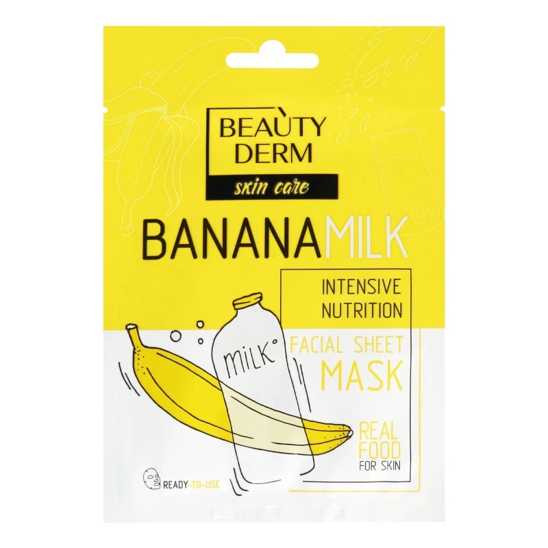 Маска для обличчя тканинна Banana-Milk Beauty Derm, 25 мл