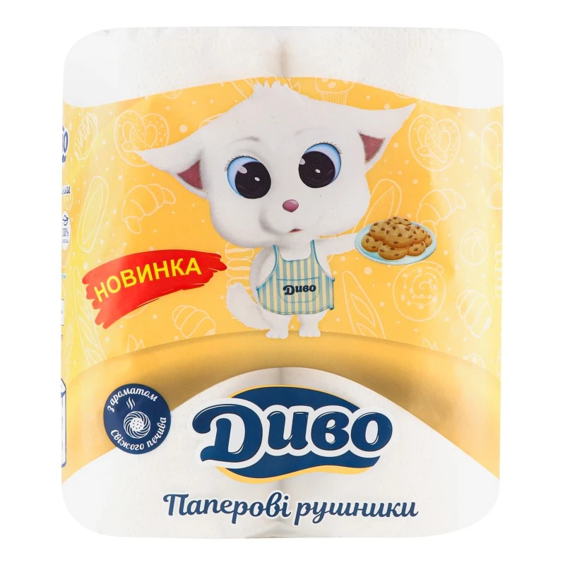 Рушник паперовий 2-х шаровий з ароматом свіжого печива Диво, 2 шт/уп.