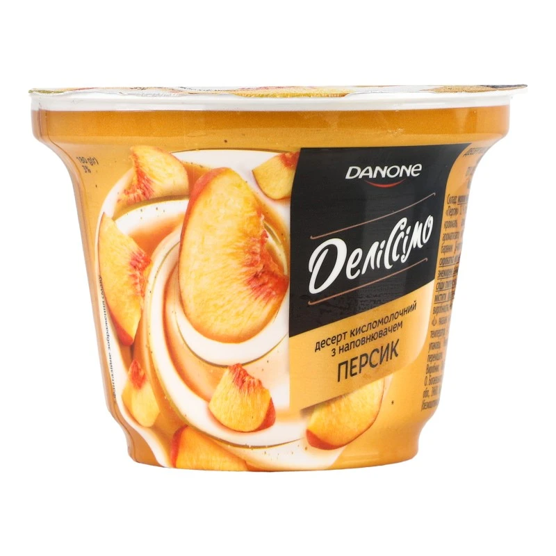 Десерт 3% кисломолочний з наповнювачем Персик Деліссімо ст 180г