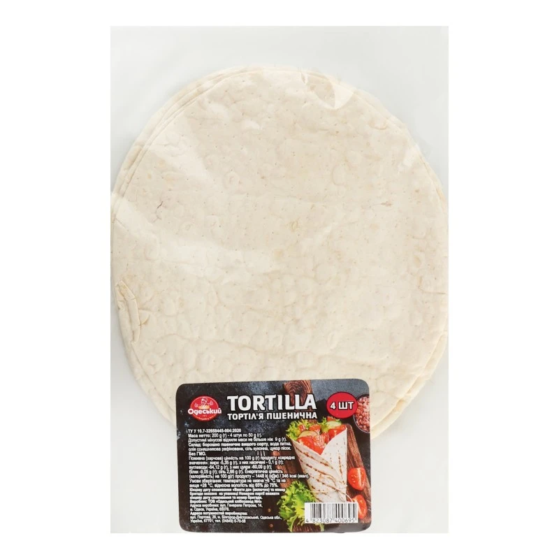 Тортилья пшенична Одеський Хлібозавод 4, 4 шт/уп