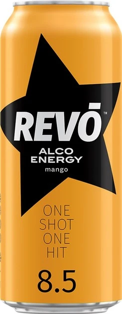 Напій енергетичний 8.5% слабоалкогольний сильногазований Mango Revo з/б 500мл