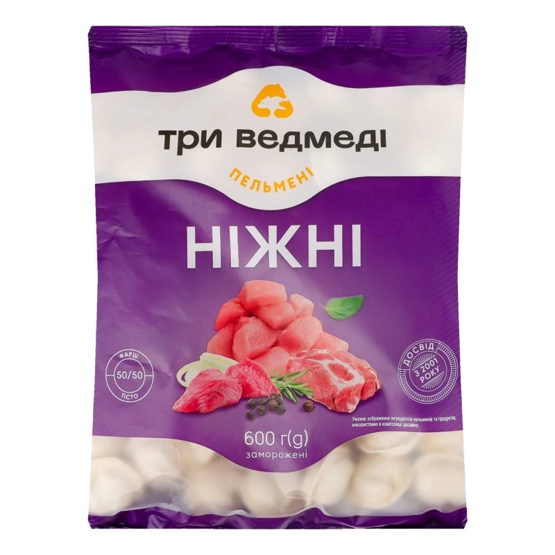 Пельмені Ніжні Три ведмеді, 600 г
