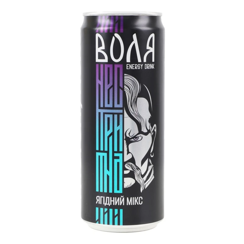 Напій енергетичний б/а газований ж/б Ягідний мікс Воля Моршинська, 0.33 л