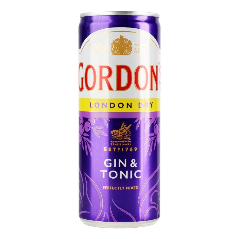 Напій с/а газований London Dry Gin&amp;Tonic ж/б Gordon&#039;s, 0.25 л
