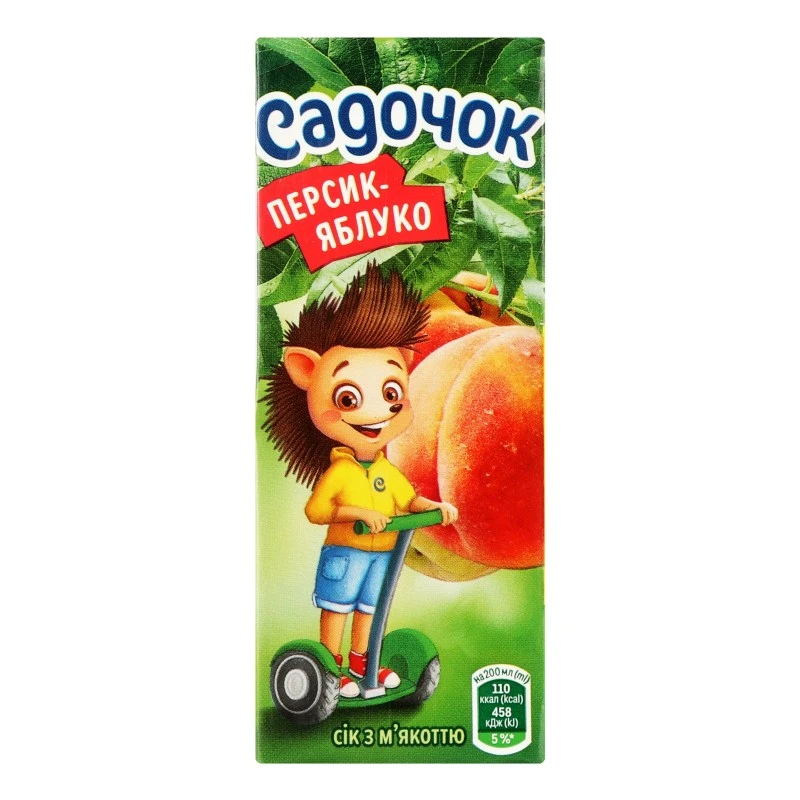 Сік Персик-Яблуко з м&#039;якоттю Садочок, 0.2 л