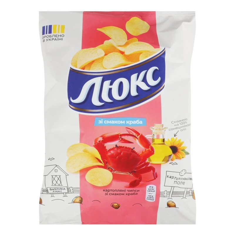 Чіпси картопляні зі смаком краба м/у Люкс, 125 г