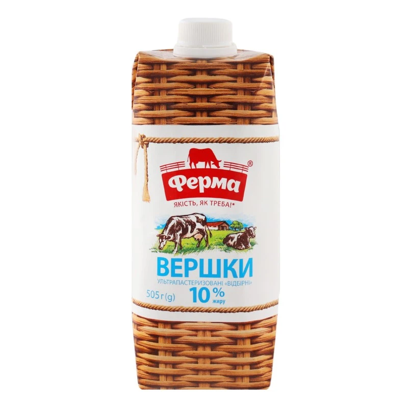 Вершки 10% ультрапастеризовані Ферма, 505 г