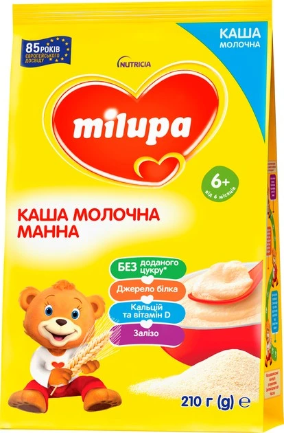 Каша молочна для дітей від 6міс суха манна Milupa, 210 г