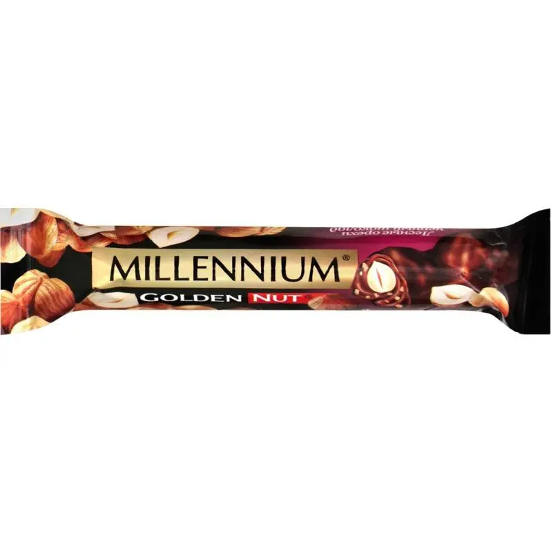 Шоколад чорний з начинкою та цілими горіхами Golden Nut Millennium м/у 40г