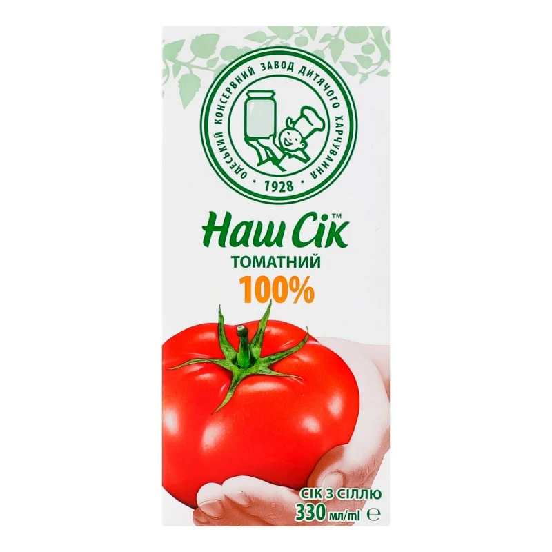 Сік Томатний із сіллю Наш Сік, 0.33 л