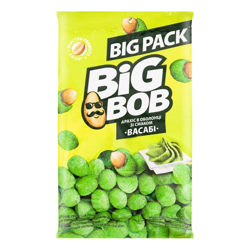 Арахіс смажений в оболонці зі смаком васабі Біг Боб, 90 г
