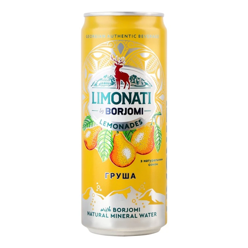Напій газований Груша Limonati ж/б Borjomi, 330 мл
