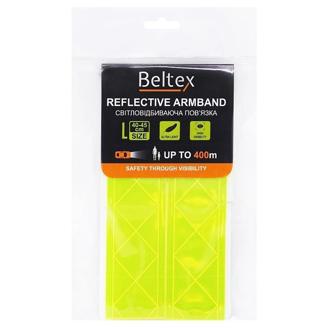 Світловідбиваюча пов&#039;язка зелена L 40-45см Beltex, 1 шт
