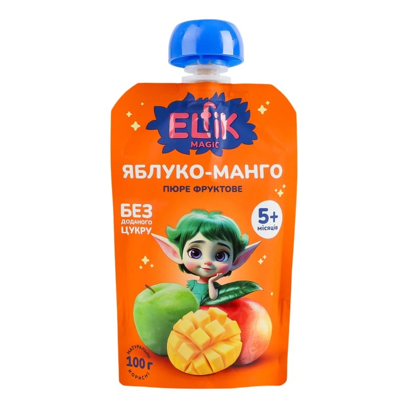 Пюре фруктове яблуко манго дой-пак ELFIK Magic, 100 г