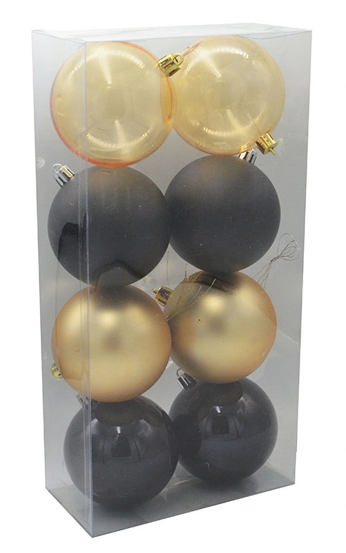 Набір новорічних куль 8 шт. 8см Чорні золотисті SYQA-012274, Меломан