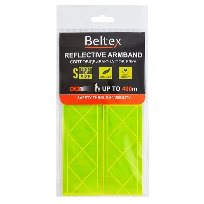 Світловідбиваюча пов&#039;язка зелена S 30-35 см Beltex, 1 шт