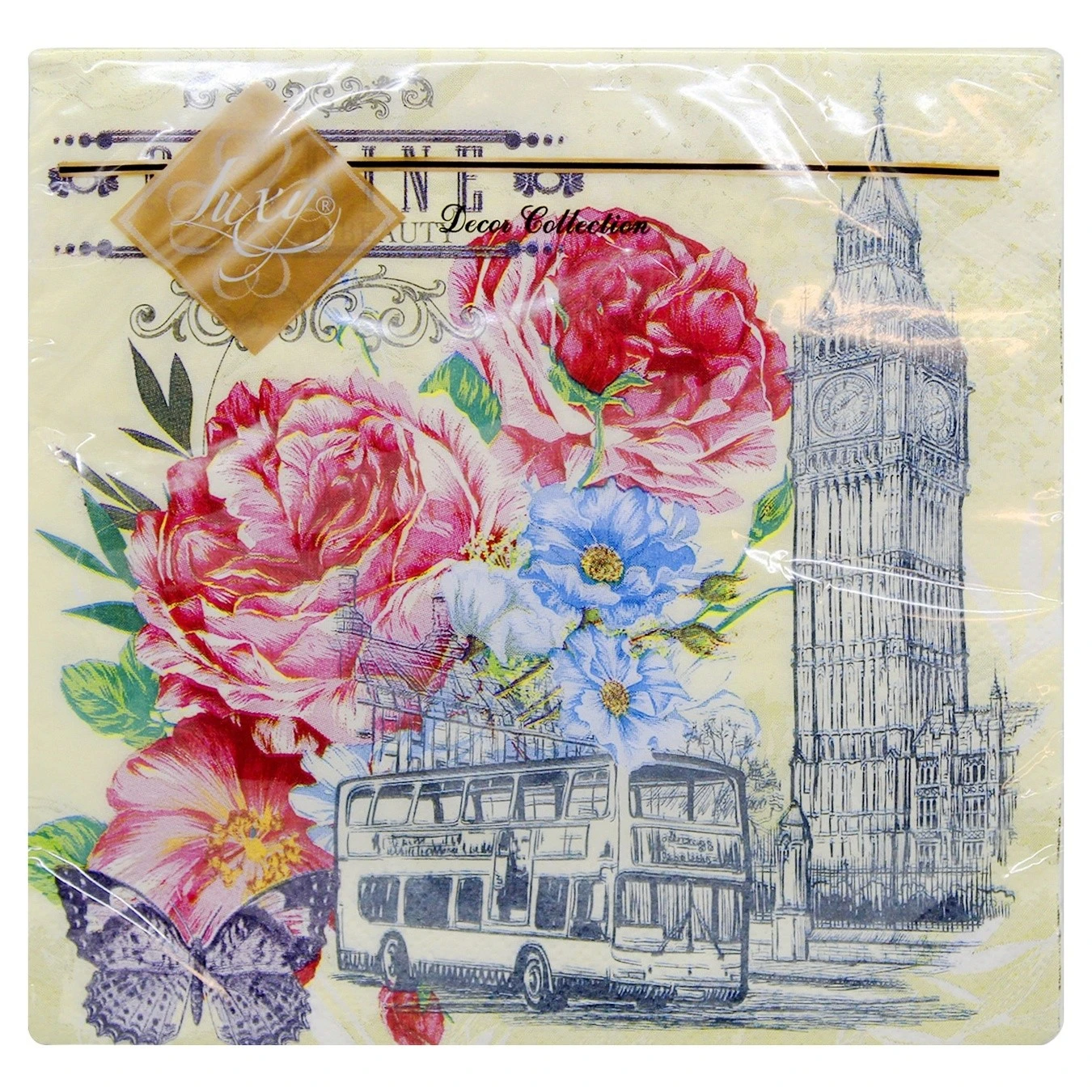 Серветка столова 33*33 см, 3 шари,  Luxy, 18шт