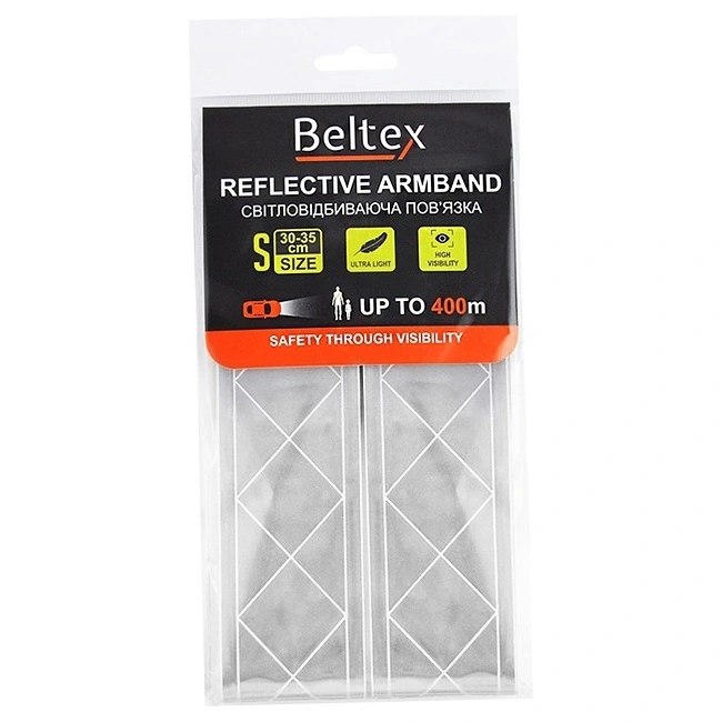 Світловідбиваюча пов&#039;язка сіра S 30-35 см Beltex, 1 шт