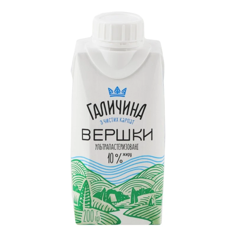 Вершки 10% ультрапастеризовані Галичина, 200 г