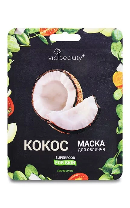 Маска для обличчя тканинна з маслом кокоса VIA Beauty, 25г