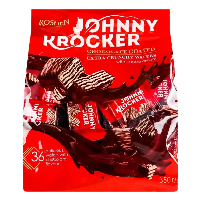 Цукерки вафельні із начинкою зі смаком шоколаду Johnny Krocker Roshen, 350 г