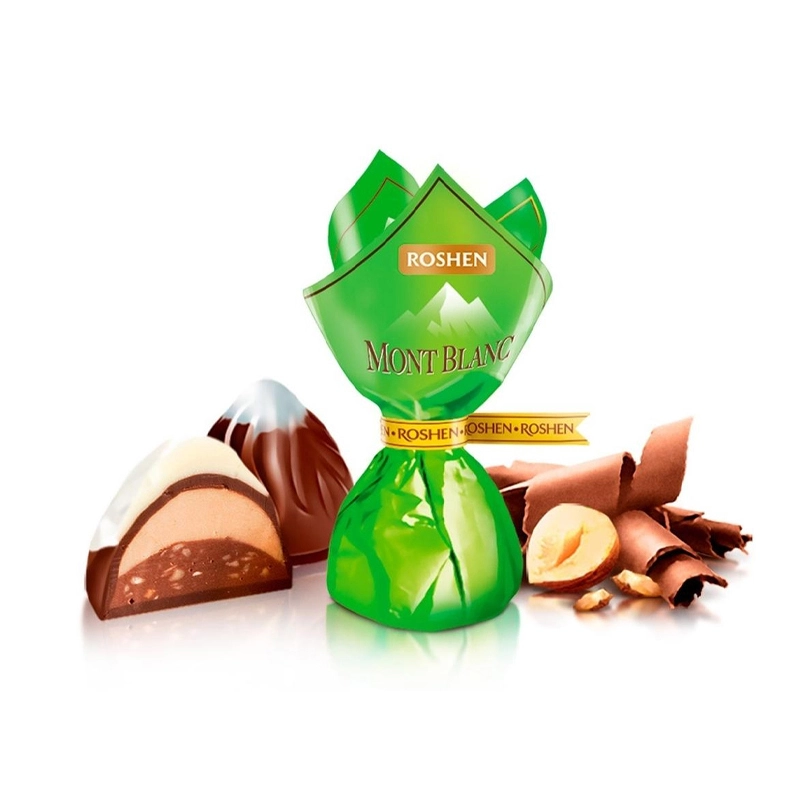Цукерки крем-праліне з подрібненим лісовим горіхом Монблан Roshen