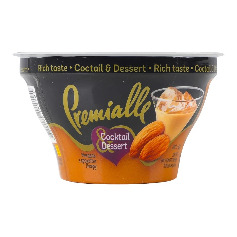 Десерт кисломолочний Соcktail&amp;Dessert мигдаль з ароматом лікеру 9.9% Premialle стакан 140г