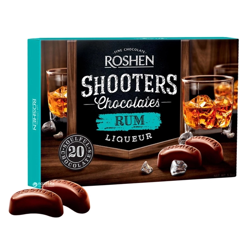 Цукерки шоколадні Rum Liquor Shooters Roshen, 150 г