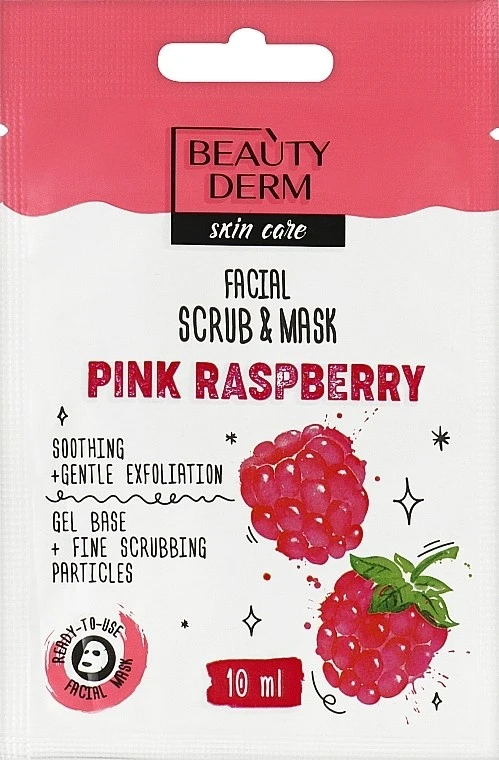 Маска-скраб для обличчя  Pink Raspberry Beautyderm, 10 мл