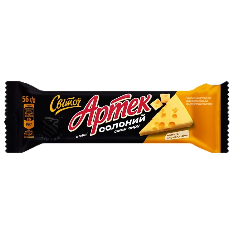 Вафлі зі смаком сиру Артек солоний Світоч, 56 г