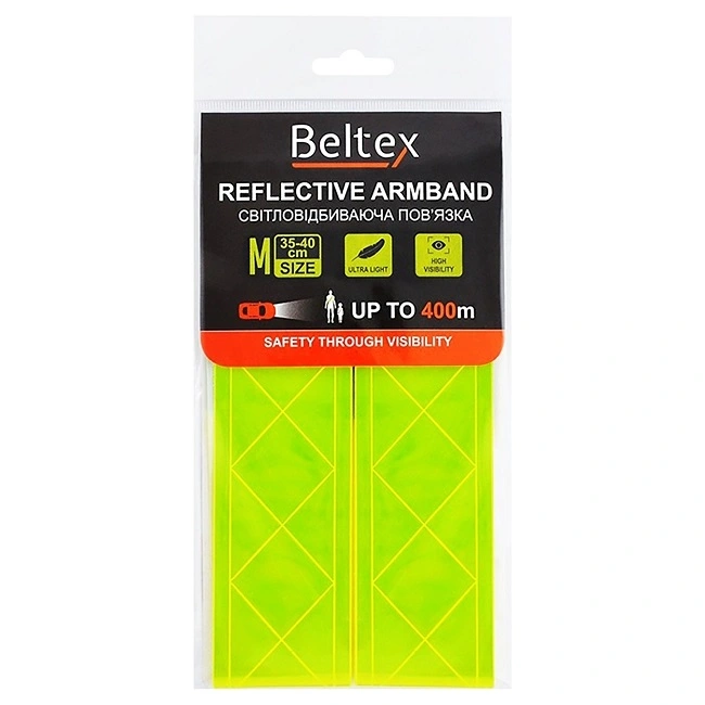 Світловідбиваюча пов&#039;язка зелена M 35-40 см Beltex, 1 шт