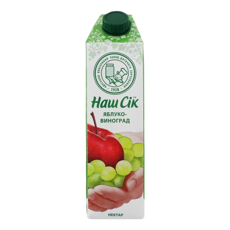 Нектар Виноград-Зелене яблуко Наш Сік 0.95 л