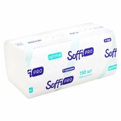 Рушник паперовий 2-х шарові V-складання Optimal SoffiPro, 150 шт/уп.