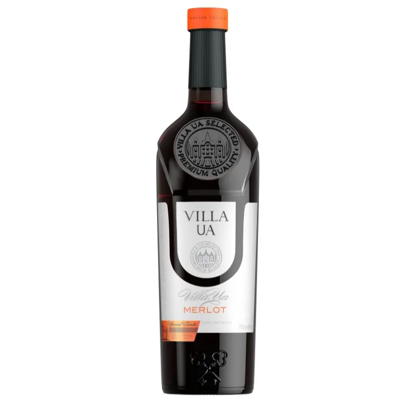 Вино червоне сухе Merlot Villa UA, 0.75 л