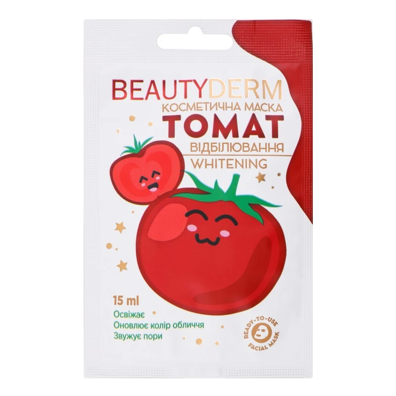 Маска косметична для обличчя Відбілювання Томат Beauty Derm, 15мл