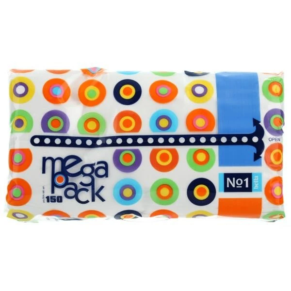 Серветки паперові 2-х шарові 1 Mega Pack Bella, 150 шт/уп.