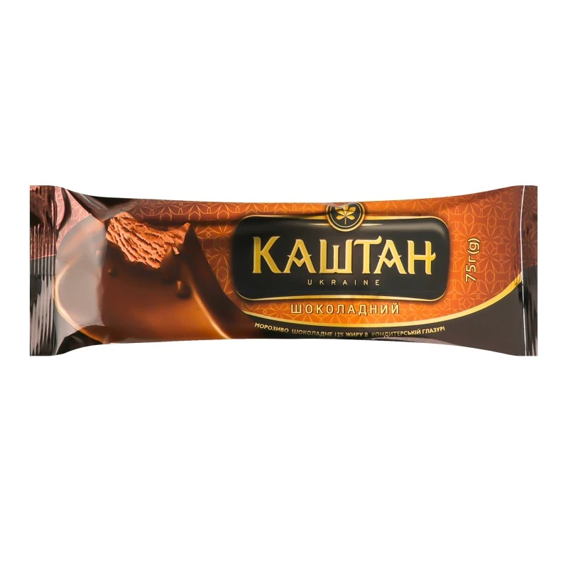 Морозиво пломбір в кондитерській глазурі Шоколадний Каштан, 75 г
