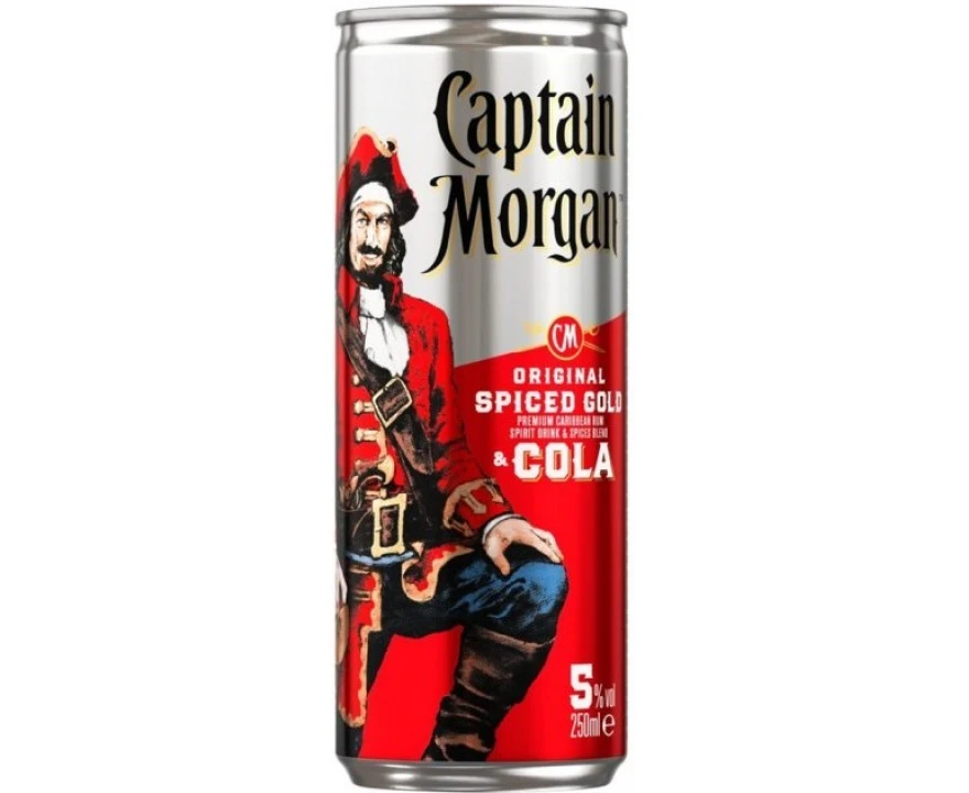 Напій с/а газированный Original Spiced Gold Premium Caribbean Rum&amp;Cola ж/б Captain Morgan, 0.25 л